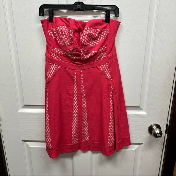 Stylish Red pink Strapless Dress - Picture 1 of 7